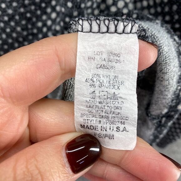 Nally&Millie Sweater Pullover Women PS/PM Petite Gray Polka Dot Knit Turtleneck - Picture 4 of 7